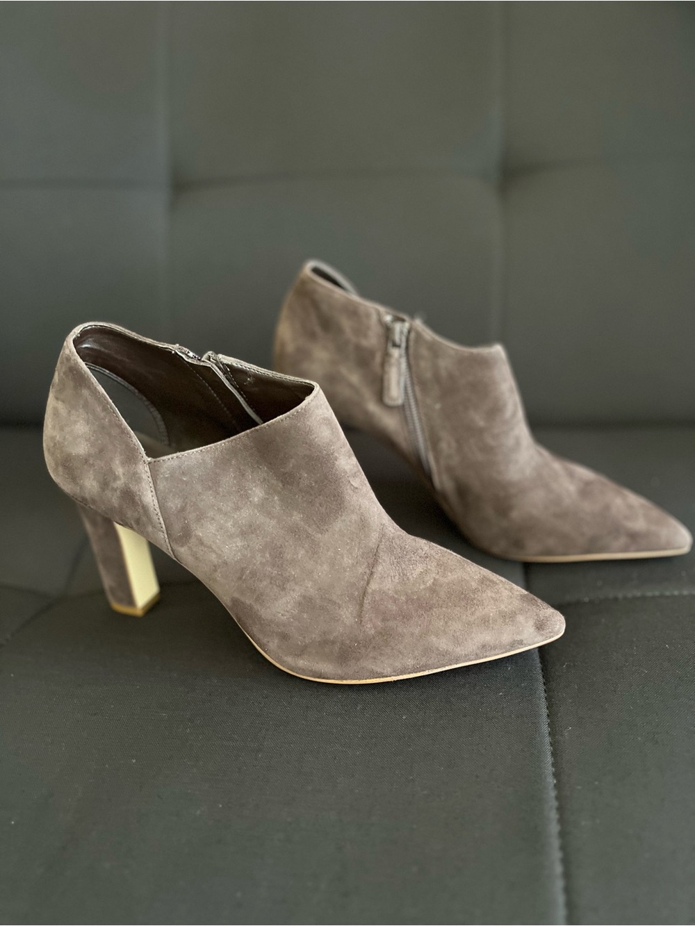 Cole Haan Women's Vestry Suede Ankle Booties Chocolate Brown Size 9.5